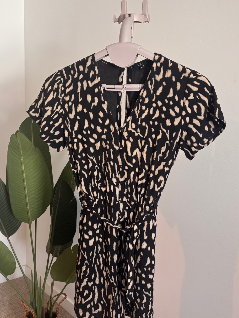Rails Black and Cream Animal Print Midi Dress